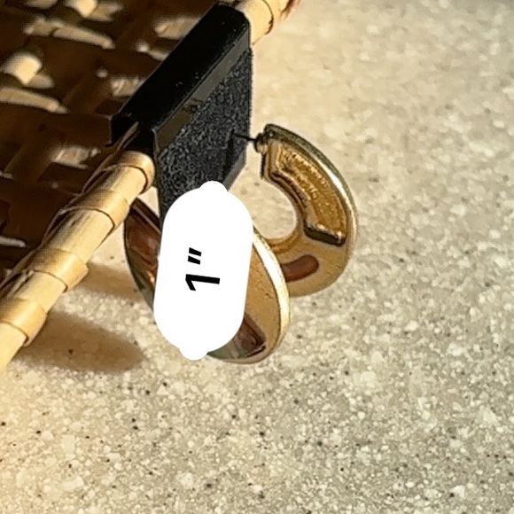 Gold hoops with purple enamel design - Picture 2 of 2